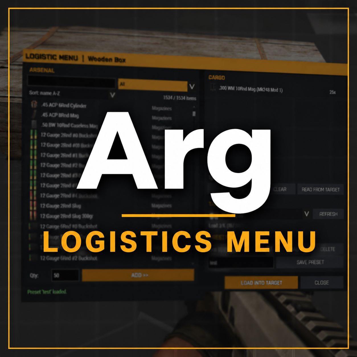 (Arg) Logistics menu