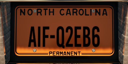 Permanent North Carolina Plate