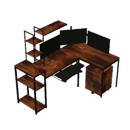 L Shaped Desk With 3 21 Inch Mounted Monitors