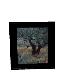 Oil painting of 2 olive trees in black frame