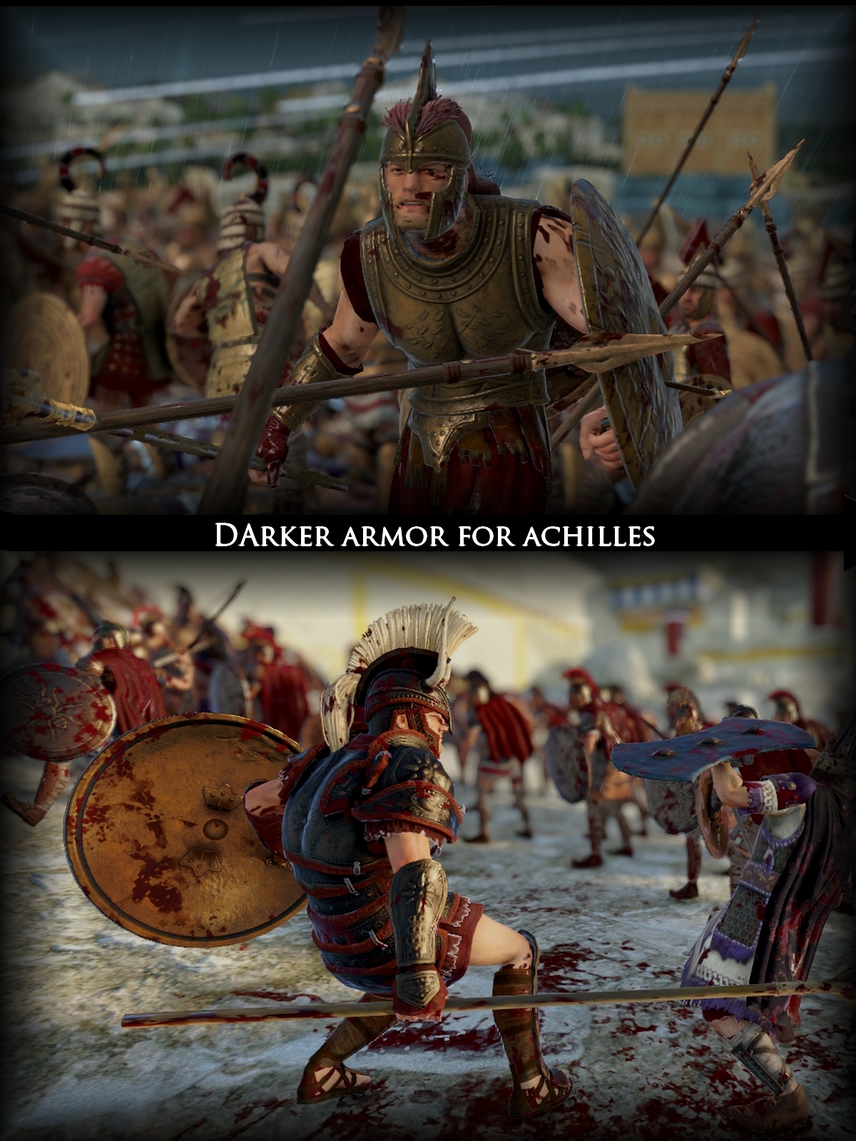 Darker armor and blue eye for Achilles