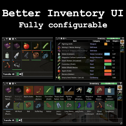 Better Inventory UI - Grid View For Inventory And Loot – Project Zomboid Mod