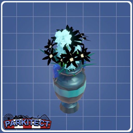 Vase with blue marigolds