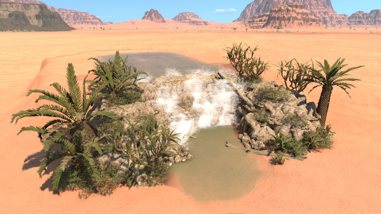 Paleo scrubland waterfall