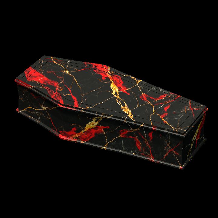 Coffin, Cristalyn, Blk, Gld & Red Marble