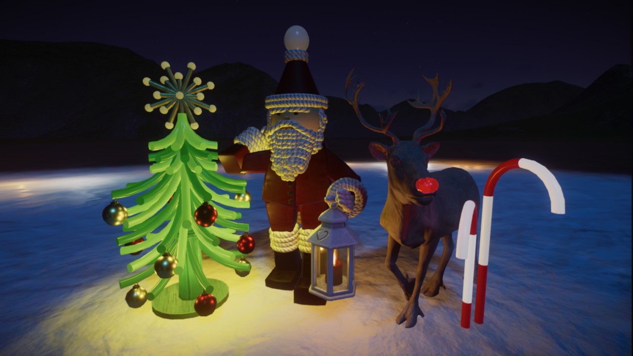 Christmas decoration, Santa with Rudolf, Weihnachtsdekoration, Santa mit Rudolf