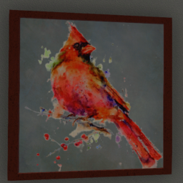 Framed Cardinal Painting