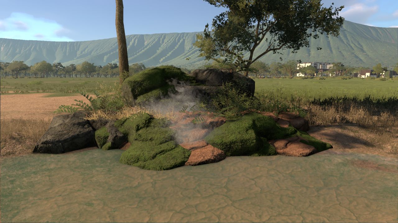 grassland rocky waterfall small