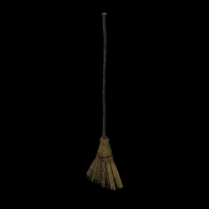 Broomstick, stood upright
