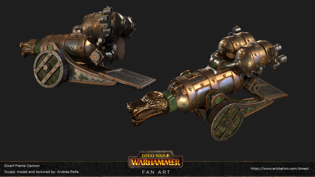 Curved trajectory for flame cannon