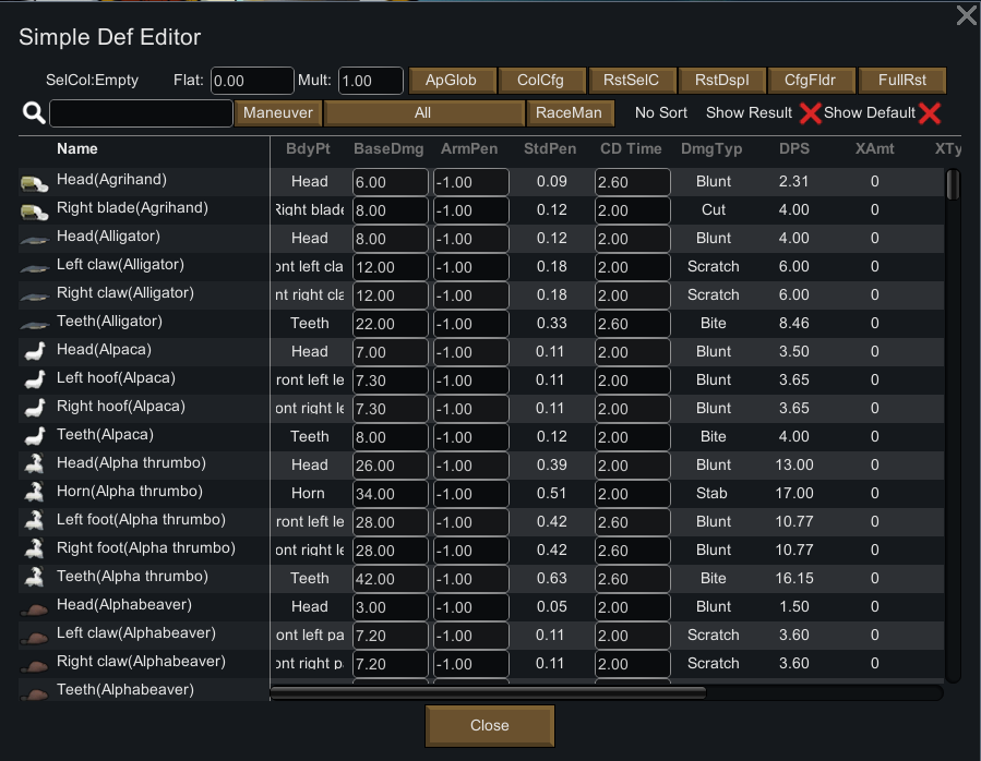 Simple Def Editor mod preview for RimWorld