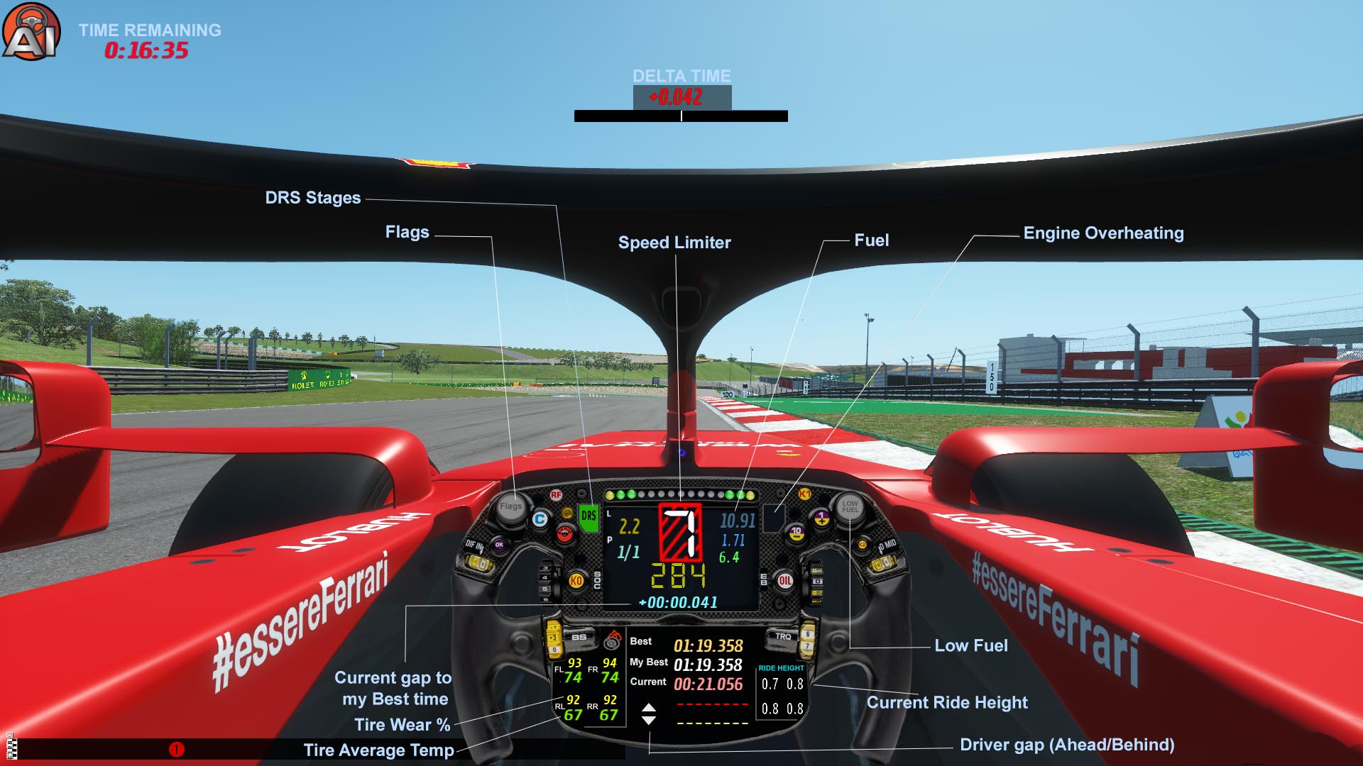 F1 HUD for open wheel cars