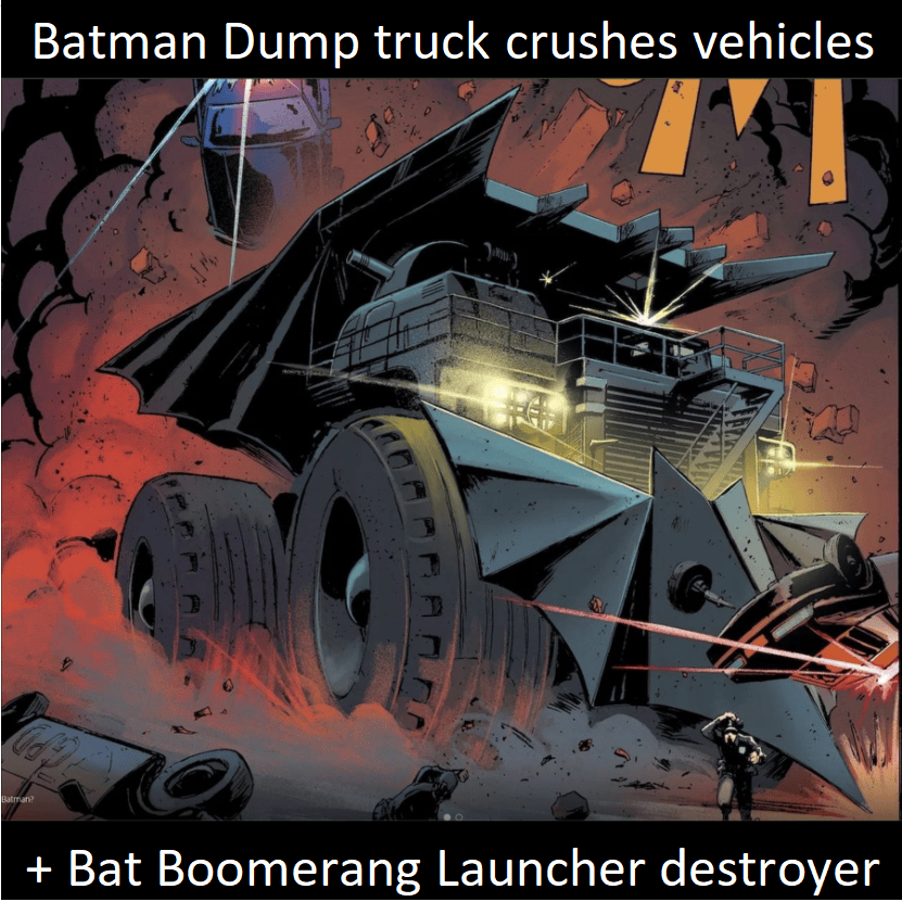 Batman Dump Truck crushes vehicles