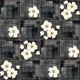 2x2 Slider Wall tileSquare Ceramic Floral Black and White
