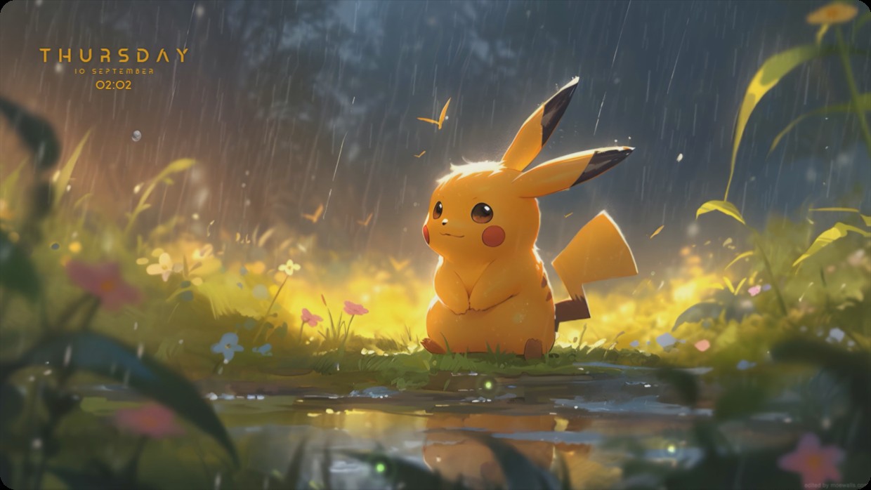 Pikachu in the rain
