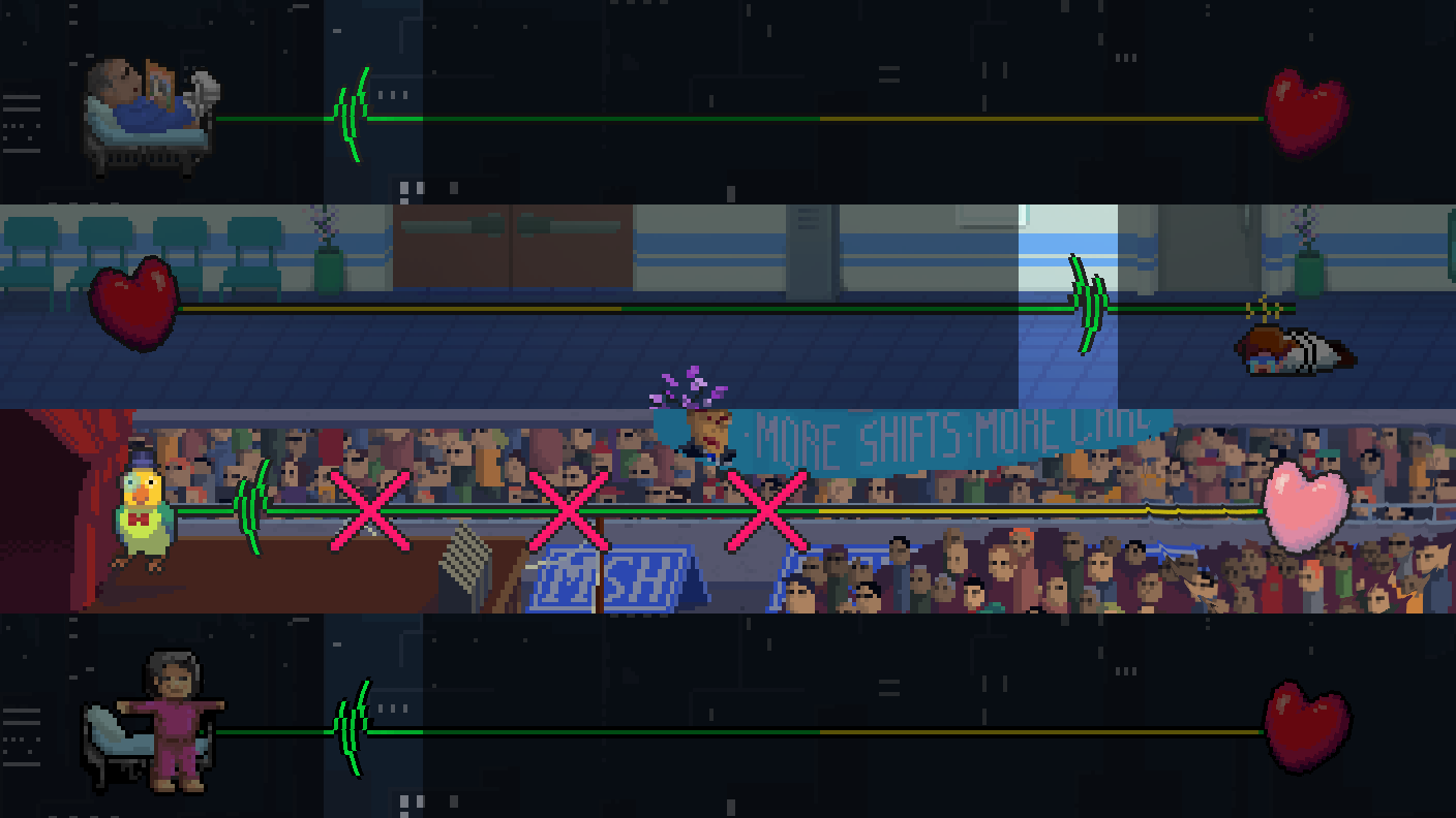 Rhythm Doctor OST - 3-X One Shift More but everyone stops.
