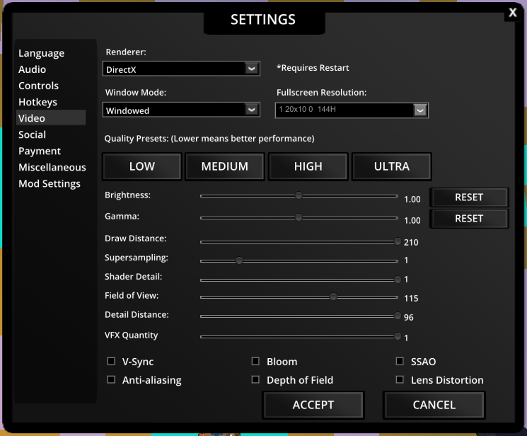 - Obscure UI - Settings