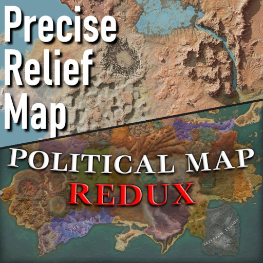PoliticalMapRedux + PreciseReliefMap
