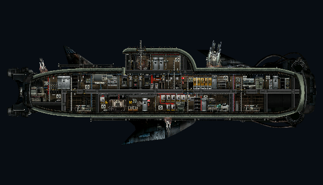 Dugong Pirate with railgun and fabricators – Barotrauma Mod