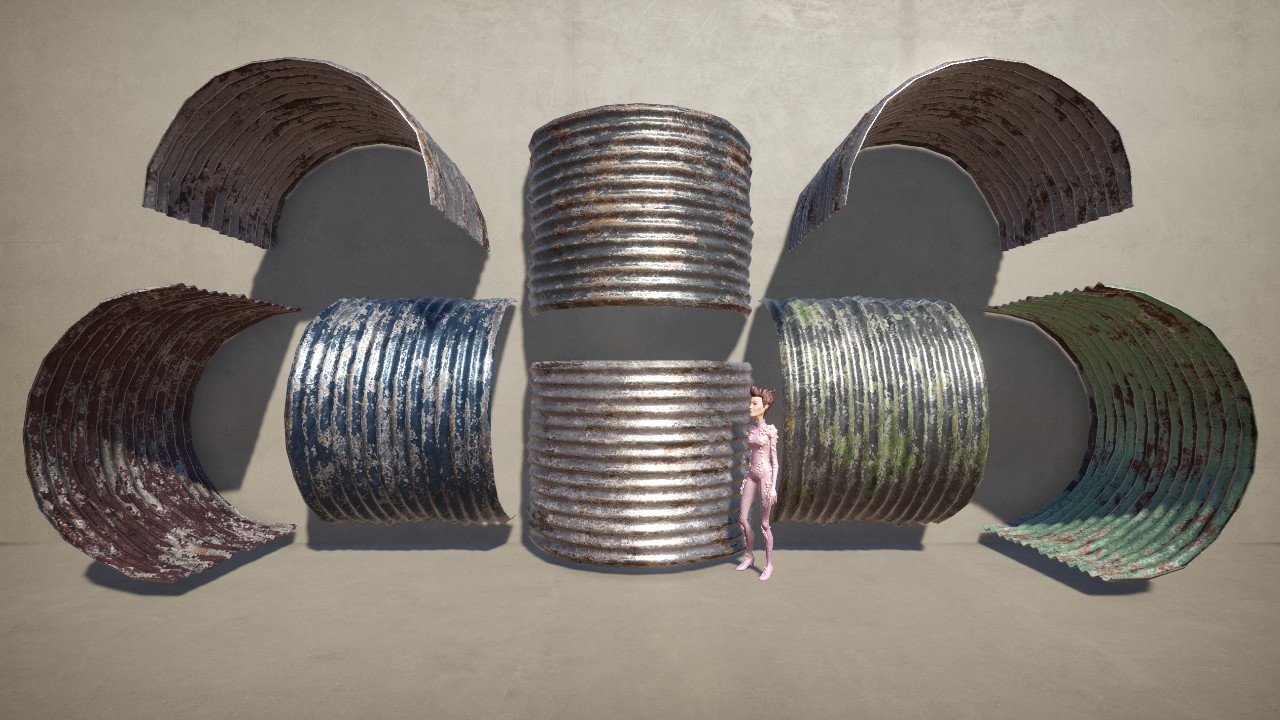 [AA] Sheet Metal 2x4 Corrugated T2 - Curved 3