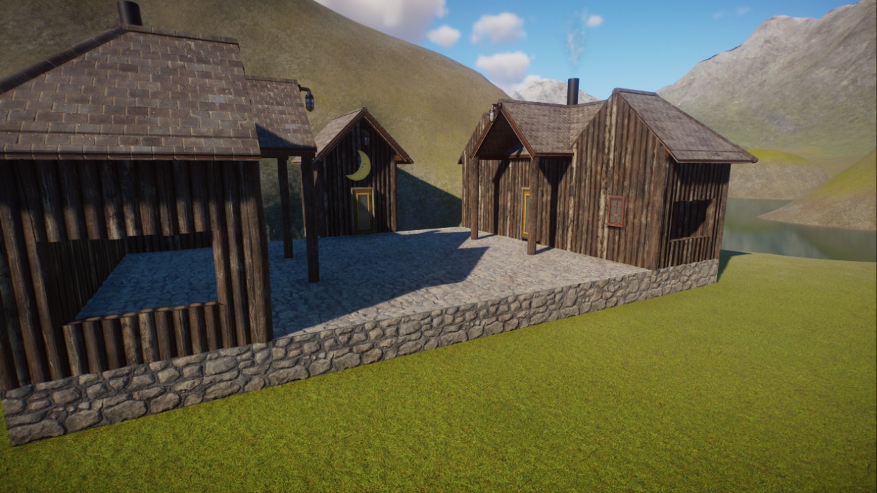 Double Rustic Cabin + Outhouse