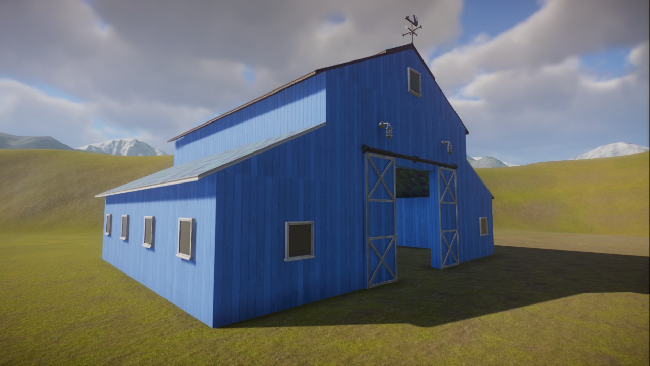 Small Traditional Barn in Blue