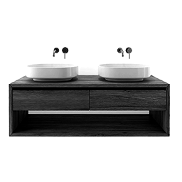 Double Sink Black Wood
