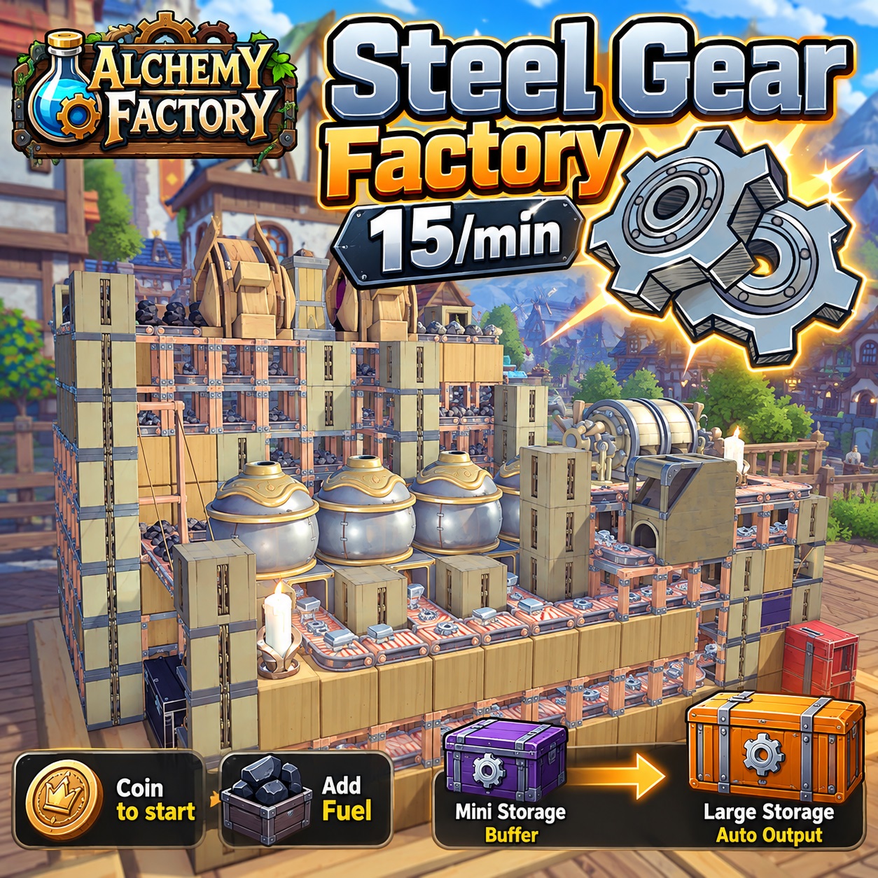 Steel Gear Factory V2 – 15/min | No Ingot Output