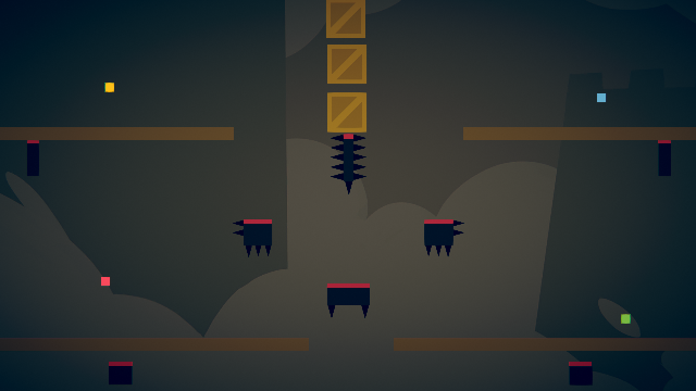 there are 3 big crates and 4 seesaws