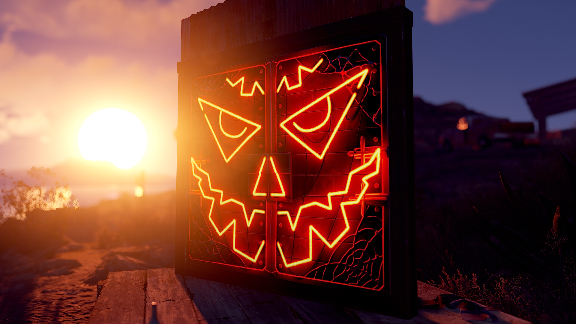 Neon Pumpkin Metal Double Door
