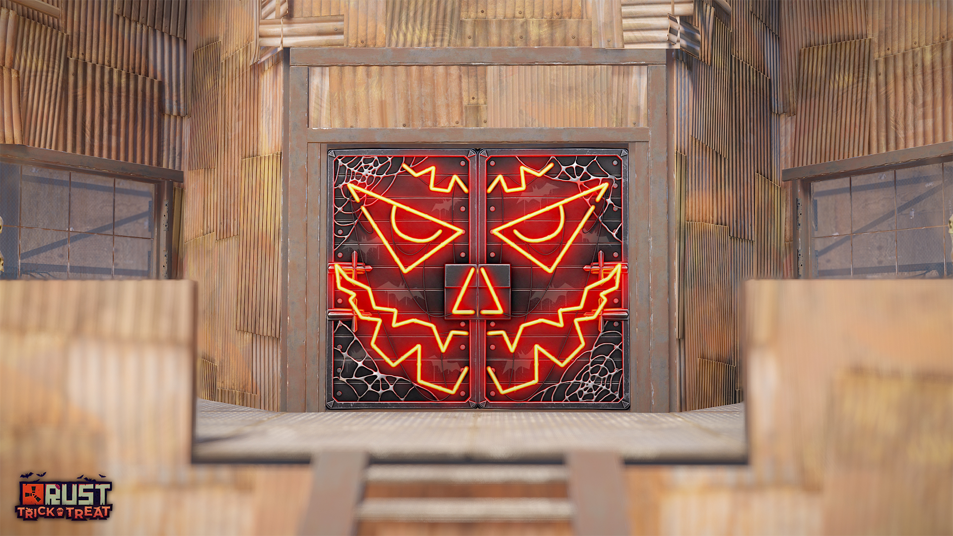 Neon Pumpkin Metal Double Door