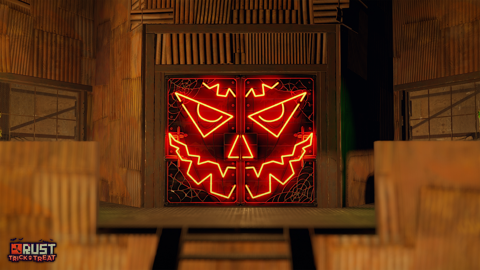 Neon Pumpkin Metal Double Door