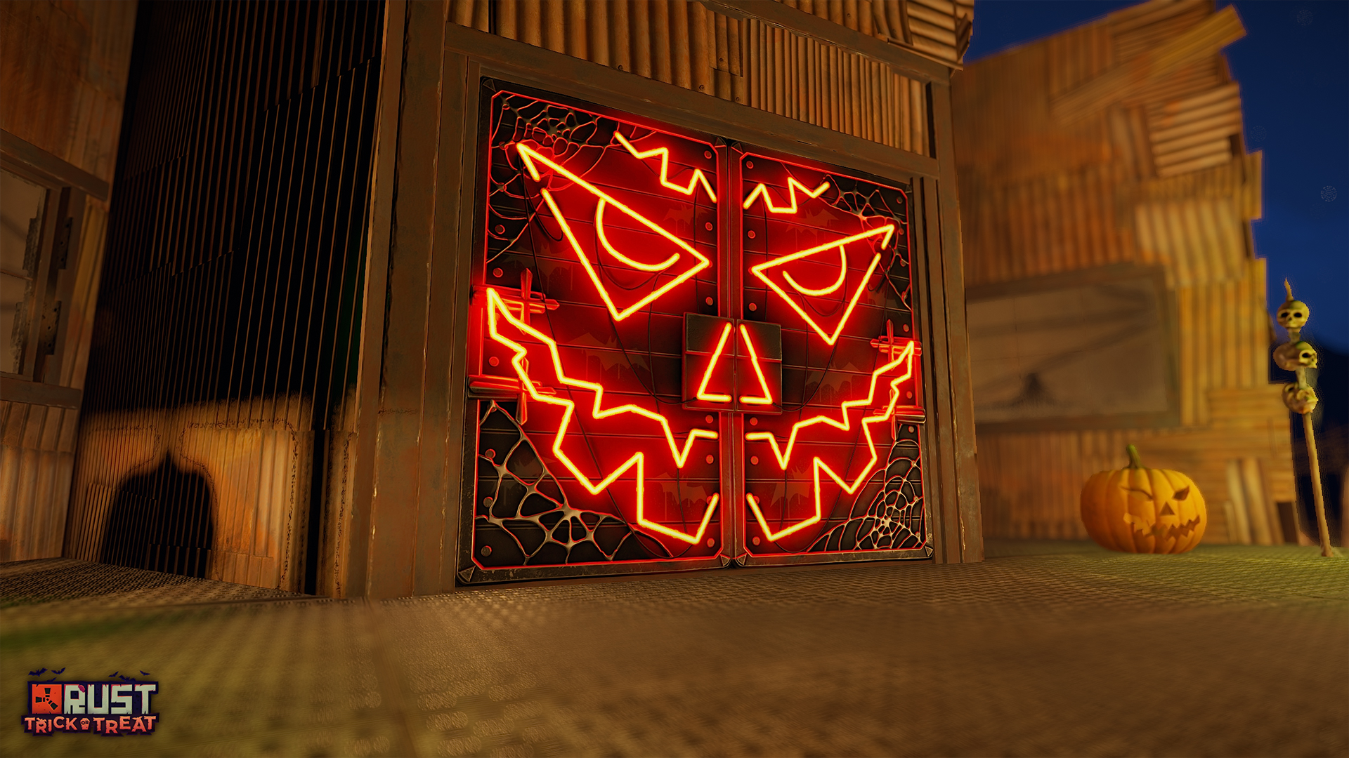 Neon Pumpkin Metal Double Door