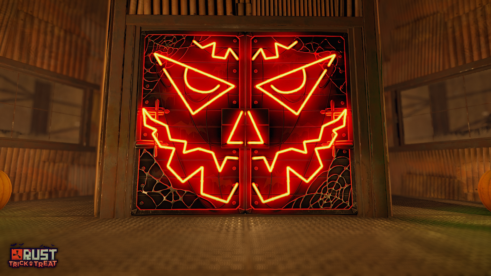 Neon Pumpkin Metal Double Door
