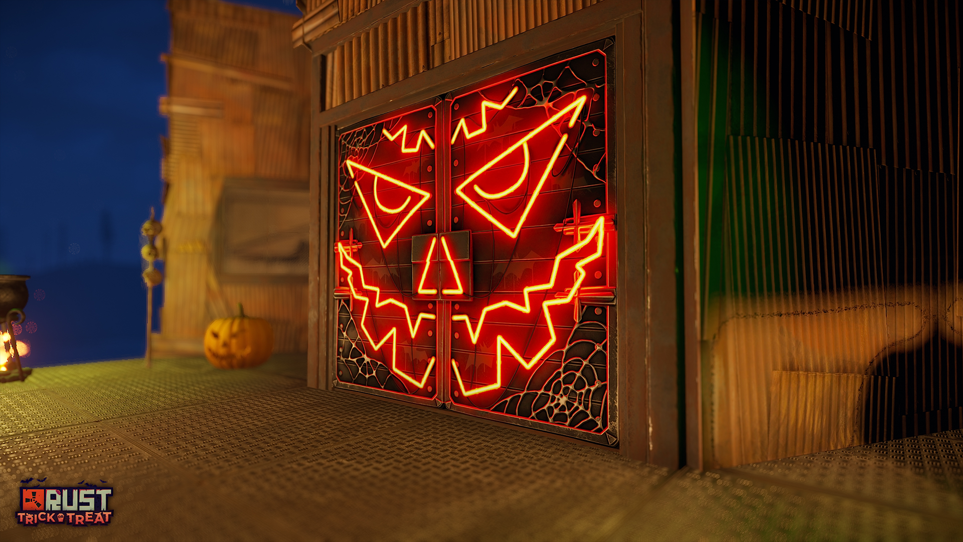 Neon Pumpkin Metal Double Door