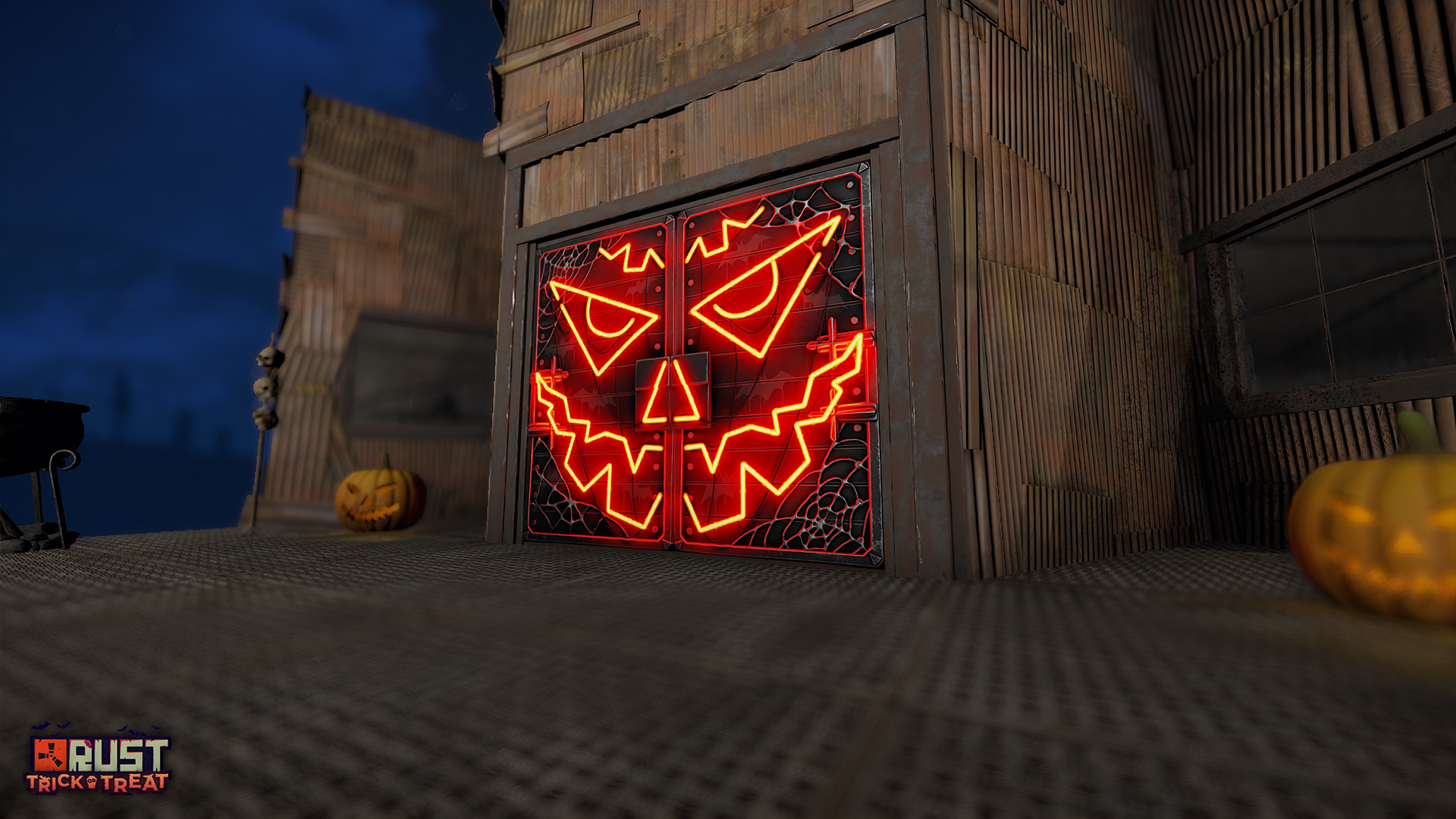 Neon Pumpkin Metal Double Door