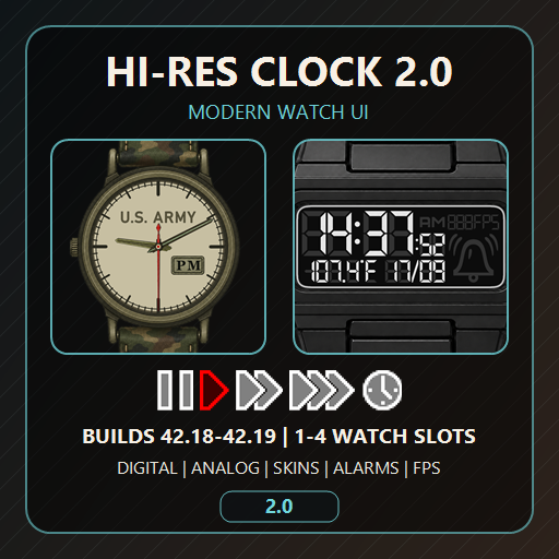Hi Res Clock 2.0 - Modern Watch UI – Project Zomboid Mod
