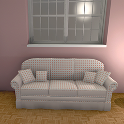Peach and Cream Gingham sofa