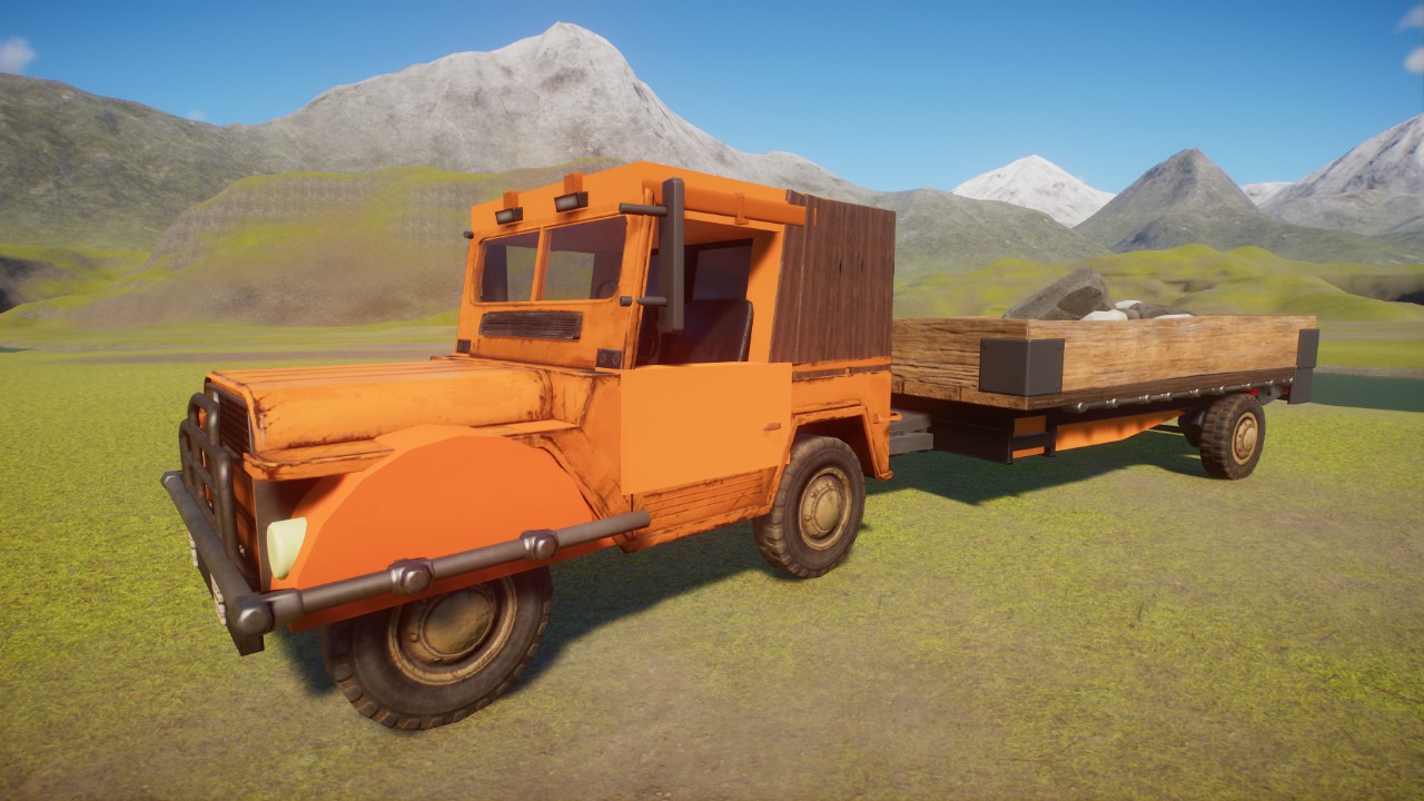 Old Truck car with trailer