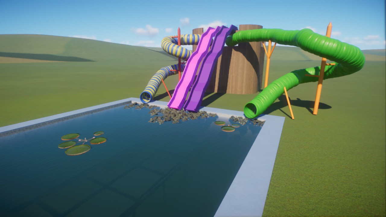 Lined Pool with Slides