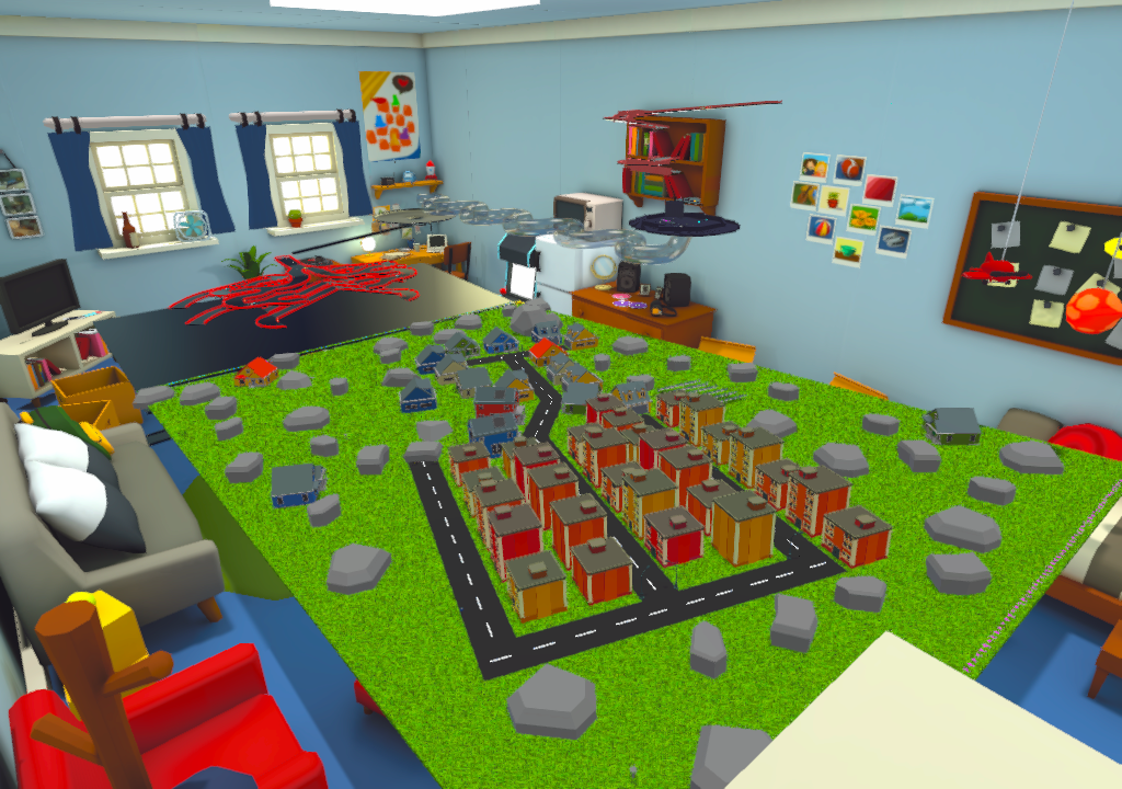 Marble run with small city
