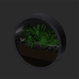 round frame glossy with plant