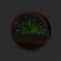 round frame nut with plant