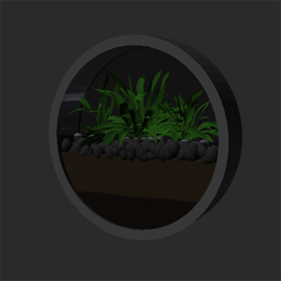 round frame white gloss with plant