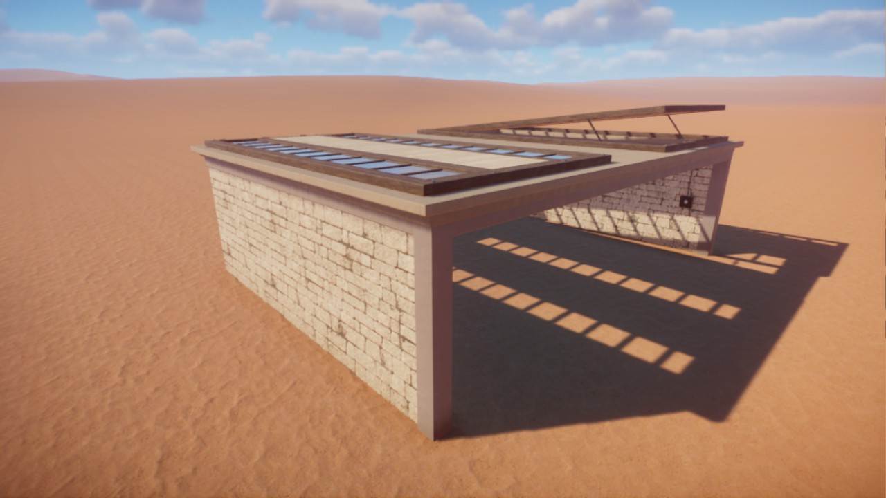 Simple shelter with glass open roof