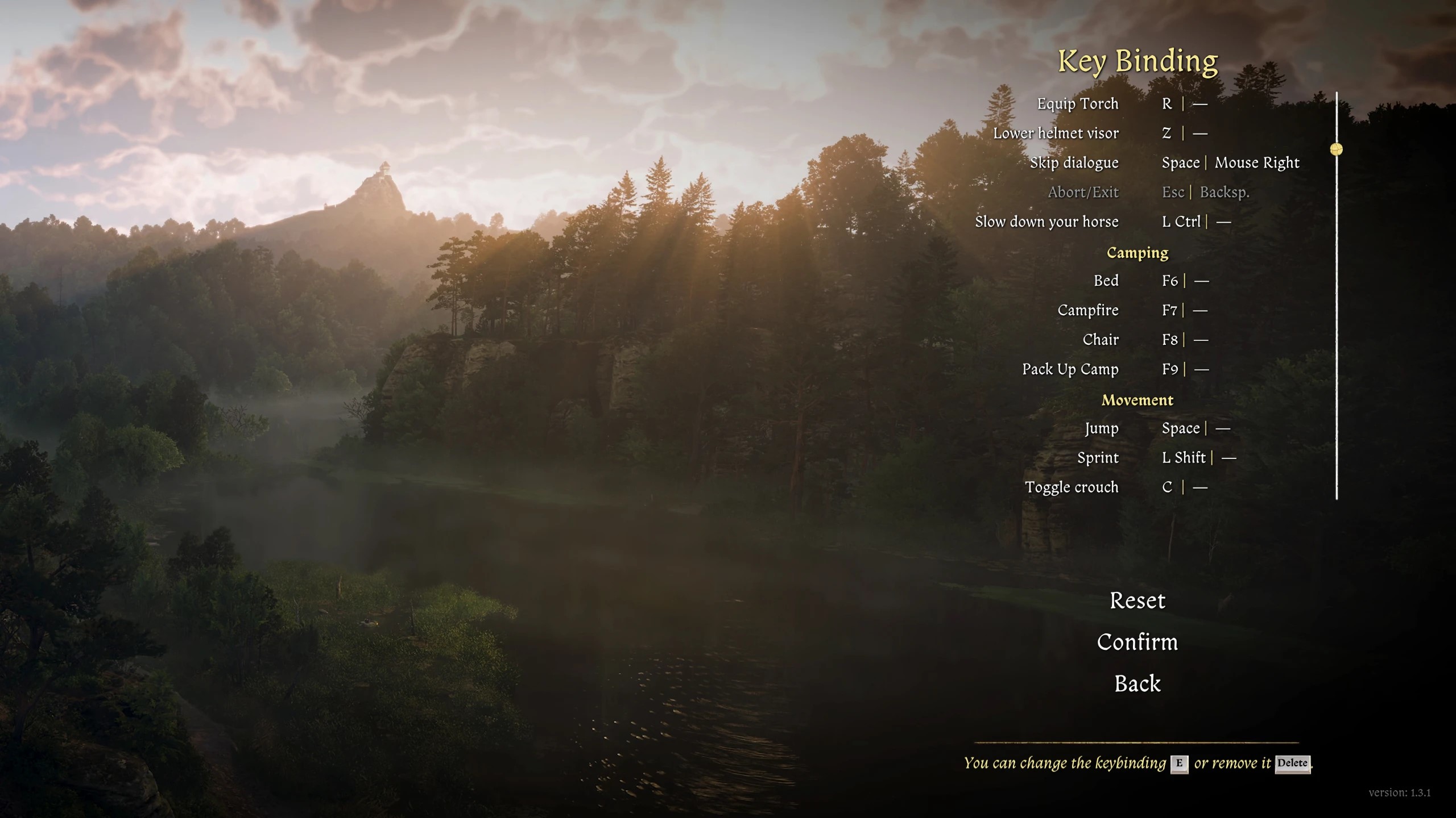 Toggle keys for The KCD2 Camping Mod