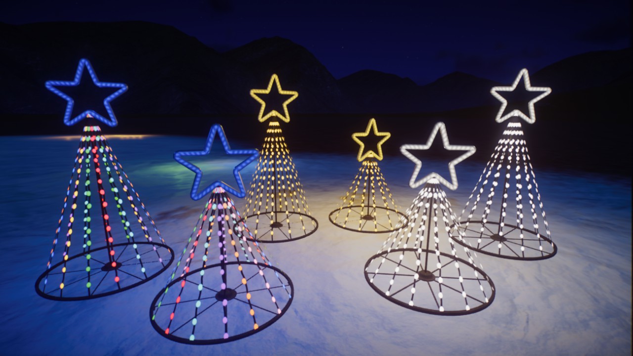 Christmas decoration, pyramids/ cone of lights, Weihnachtsdekoration Lichterpyramiden/ Lichterkegel