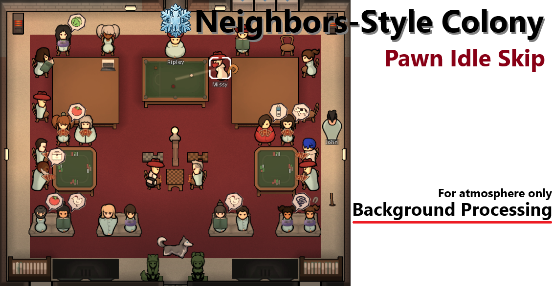 Neighbors-Style Colony: Pawn Idle Skip (WorldPawn)