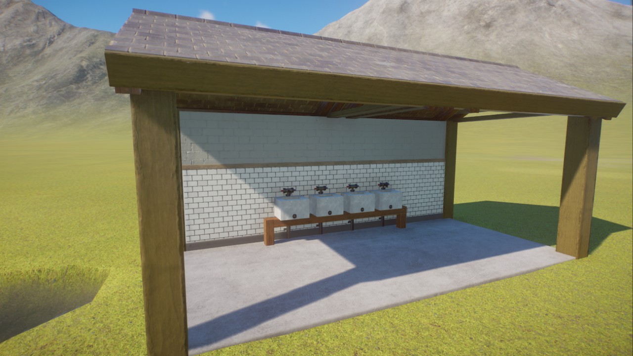 Open air animal food prep area