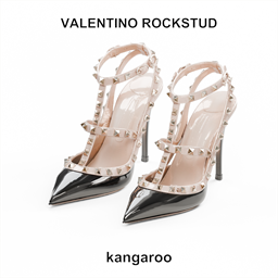 华伦天奴 VALENTINO ROCKSTUD 铆钉高跟鞋 kangaroo preview